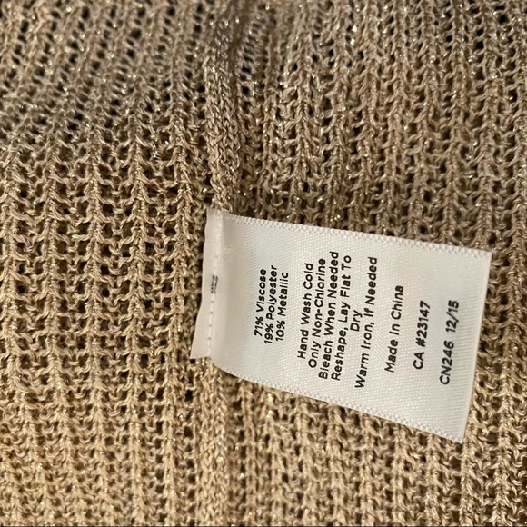 Talbots gold shimmer open cardigan sweater - Picture 7 of 9